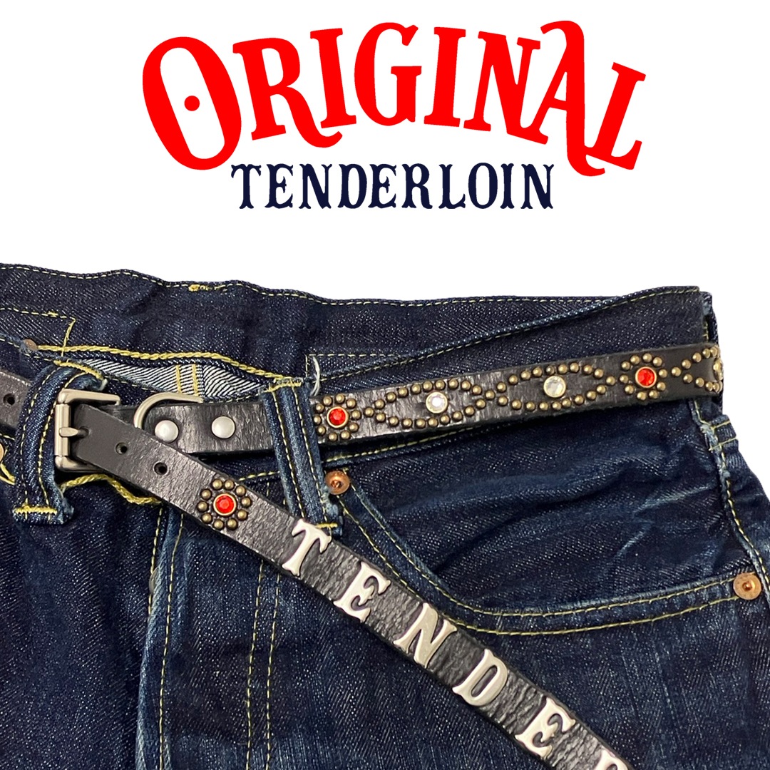 TENDERLOIN Super Narrow STUDS BELT BLACK RED STONE