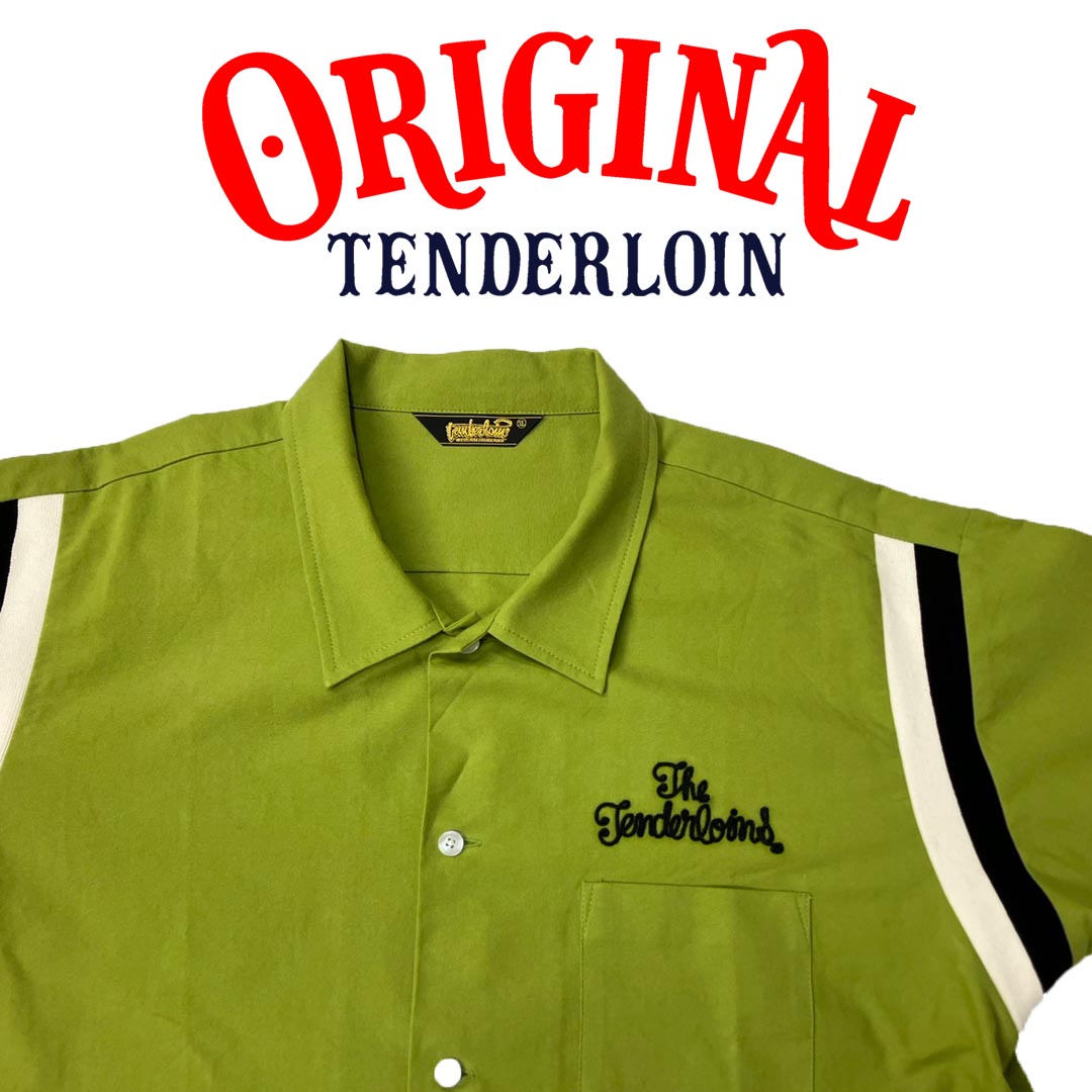 TENDERLOIN BOWLING SHIRTS KAHKI BLACK EMBROIDERY