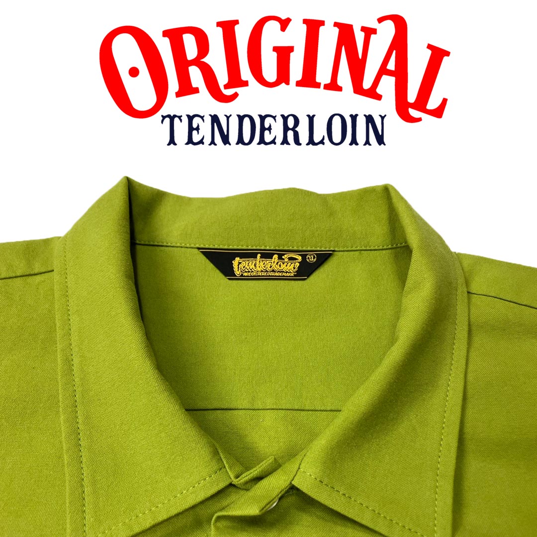 TENDERLOIN BOWLING SHIRTS KAHKI BLACK EMBROIDERY