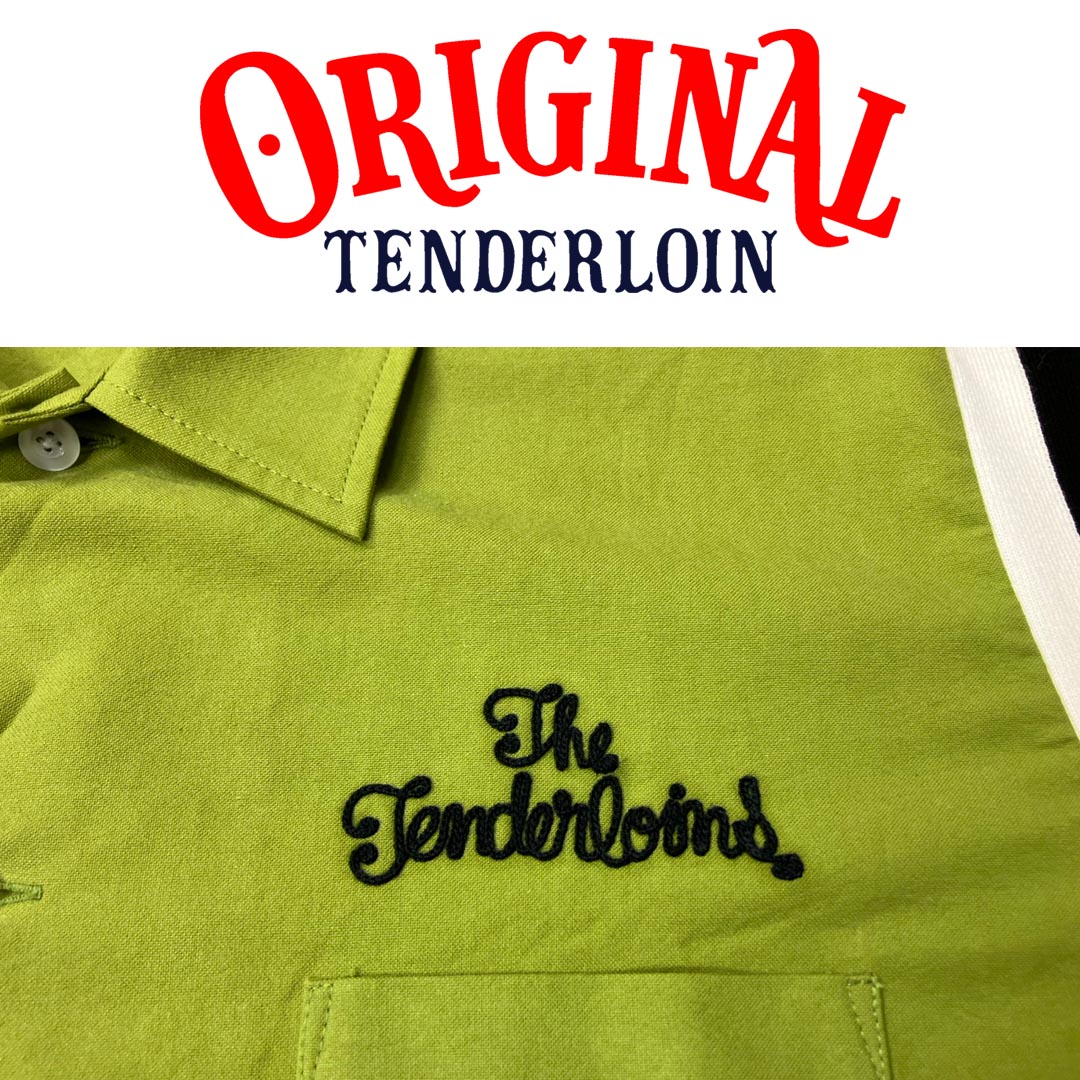 TENDERLOIN BOWLING SHIRTS KAHKI BLACK EMBROIDERY