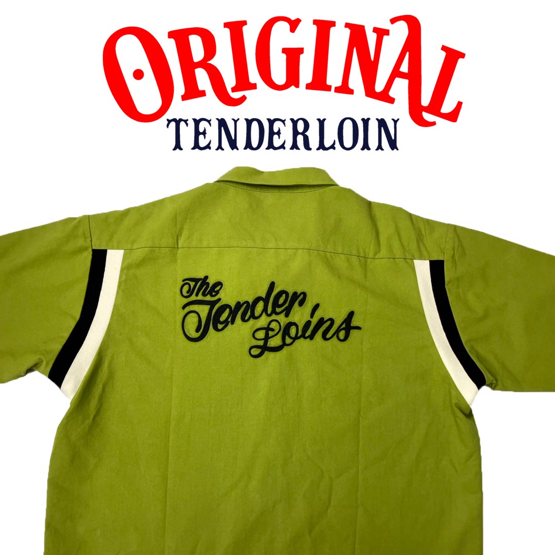 TENDERLOIN BOWLING SHIRTS KAHKI BLACK EMBROIDERY