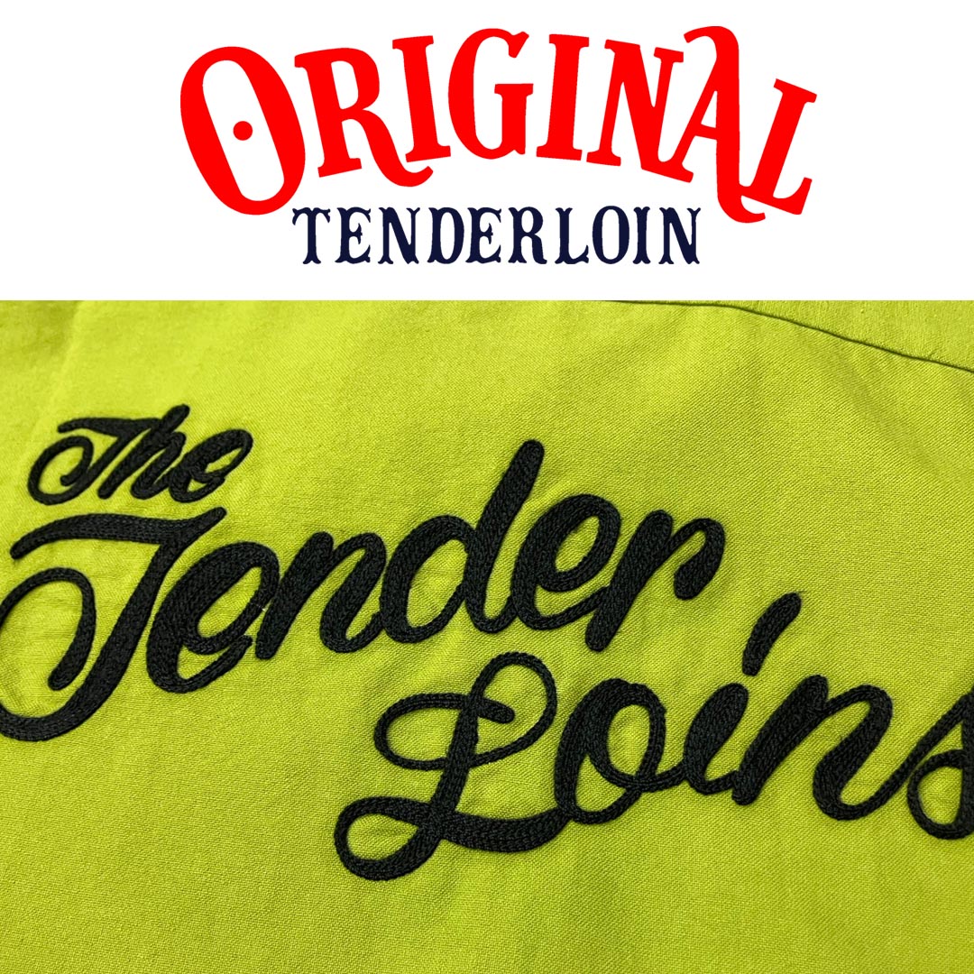 TENDERLOIN BOWLING SHIRTS KAHKI BLACK EMBROIDERY