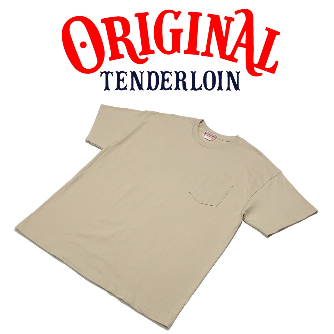 TENDERLOIN LOGO POCKET T-SHIRTS 6.0oz  PREMIUM COTTON 100% SAND