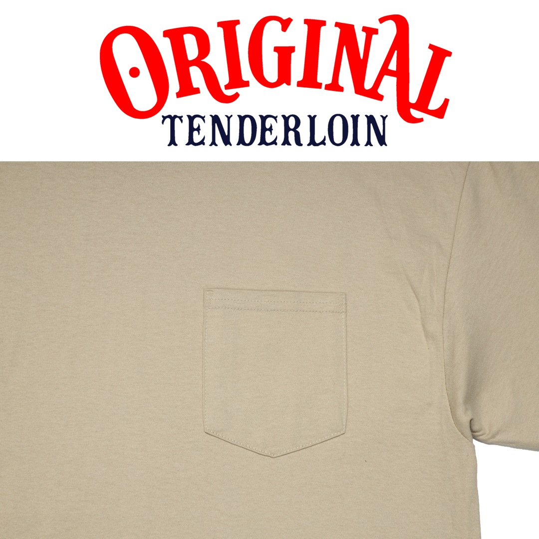 TENDERLOIN LOGO POCKET T-SHIRTS 6.0oz  PREMIUM COTTON 100% SAND