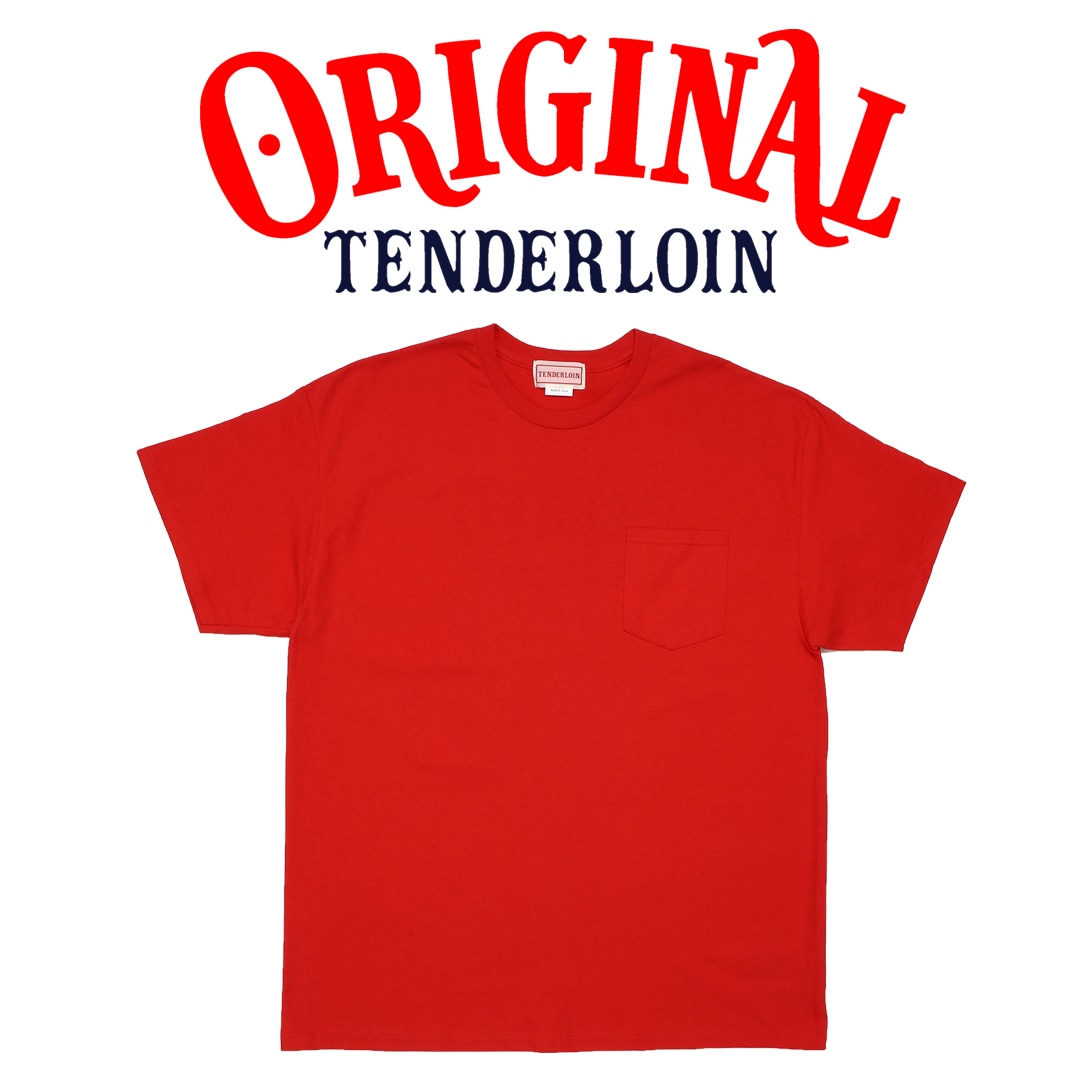 TENDERLOIN LOGO POCKET T-SHIRTS 6.0oz  PREMIUM COTTON 100% RED