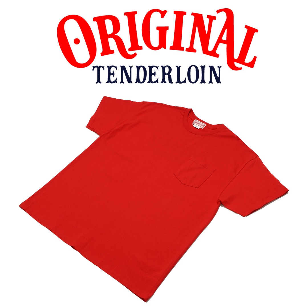 TENDERLOIN LOGO POCKET T-SHIRTS 6.0oz  PREMIUM COTTON 100% RED