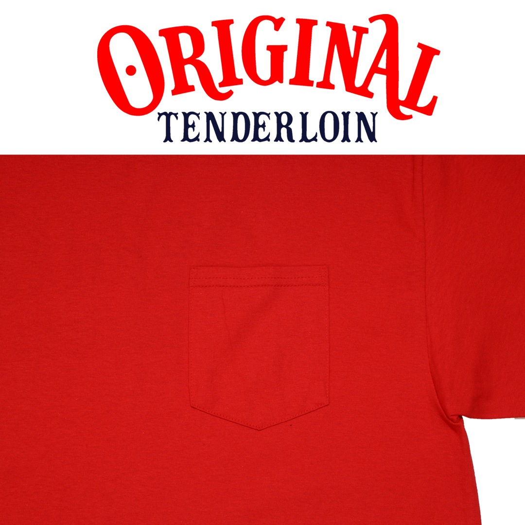 TENDERLOIN LOGO POCKET T-SHIRTS 6.0oz  PREMIUM COTTON 100% RED
