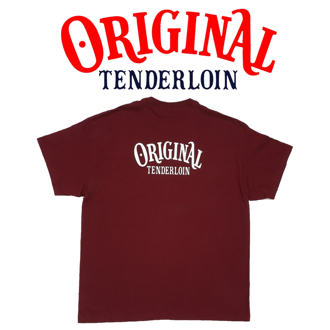 TENDERLOIN LOGO POCKET T-SHIRTS 6.0oz  PREMIUM COTTON 100% BURGUNDY