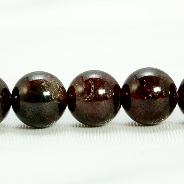 【AB品】1月誕生石 天然 ガーネット (柘榴石) 一連 (φ8～14mm) 連売り 素材 パーツ 丸玉