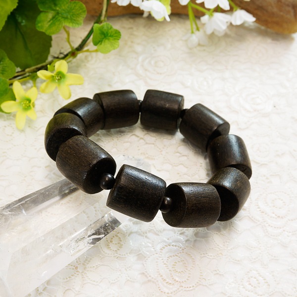 最高の香木★沈香(じんこう) アロマ 水沈香ブレスレット φ18mm 円柱【L/内周約18cm】