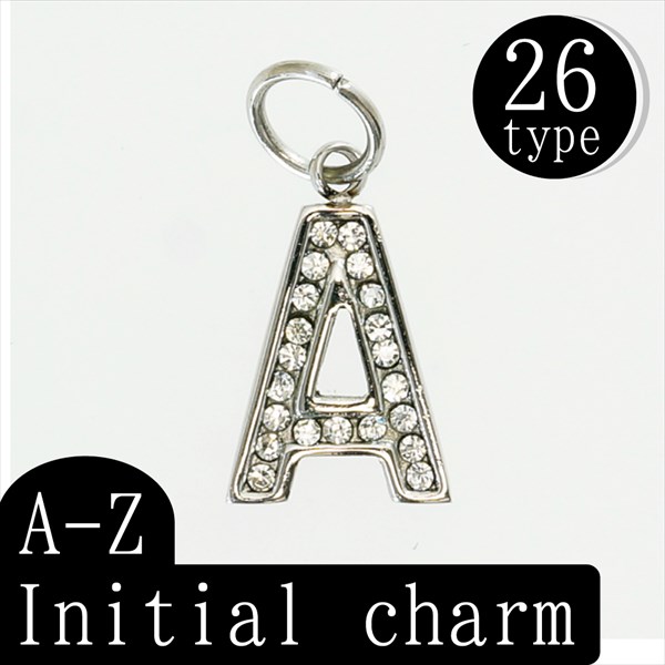 イニシャル チャーム 26種 (A～Z) ペンダント アルファベット ステンレス サージカルステンレス アクセサリーパーツ オリジナル ハンドメイドアクセサリー