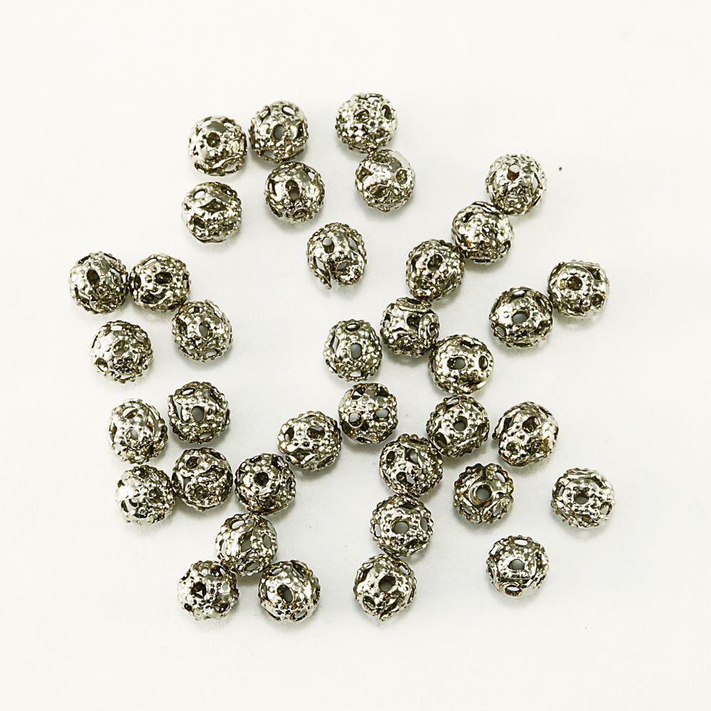 メタルビーズスカシ φ4mm 20点入り シルバー 真鍮 素材 アクセサリーパーツ