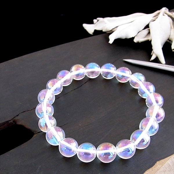 ＜虹＞レインボーオーラ水晶(10mm)ブレスレット