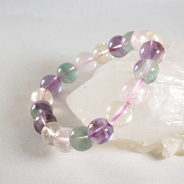 純天然四色水晶10mmブレスレット