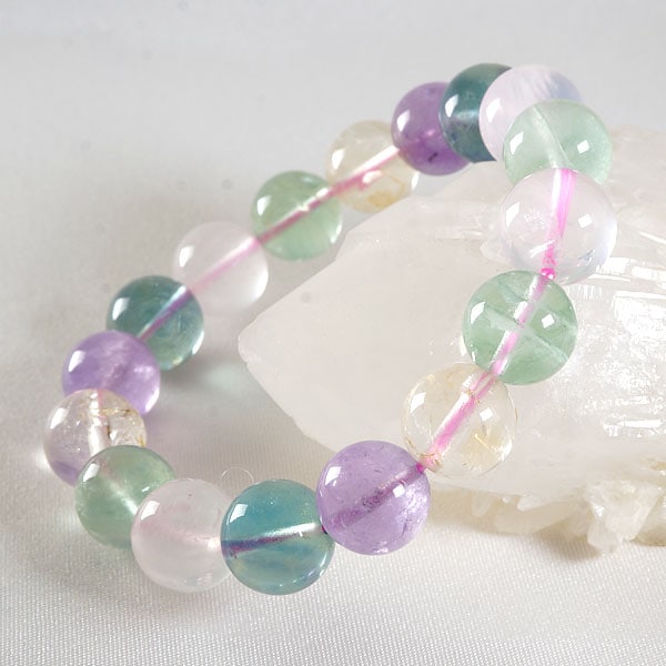 純天然四色水晶12mmブレスレット