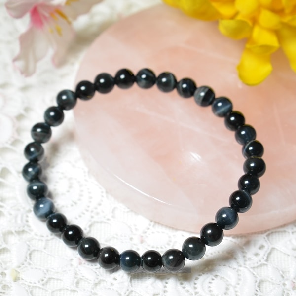 極上 ブルータイガーアイ 虎目石 (藍虎) (6mm) ブレスレット