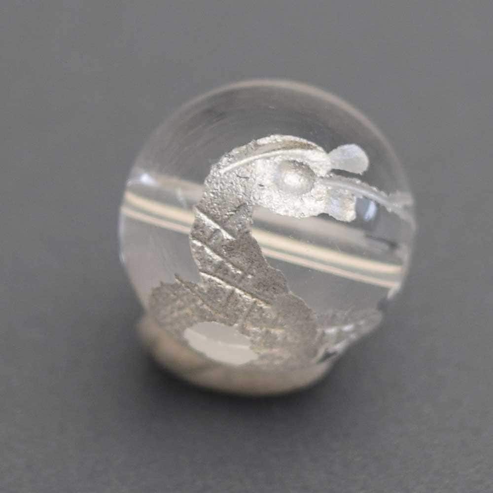 手彫り【白蛇】水晶(10mm-12mm)丸玉穴有り♪★一連売り★