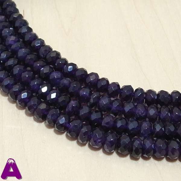 カット平アメジスト（天然）一連 （φ5×8mm）（A-3A） 連売り 素材 パーツ ボタンカット