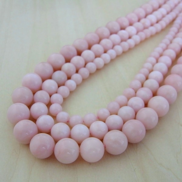 10月誕生石ピンクオパール 一連 （φ6mm-10mm） 連売り 素材 パーツ 丸