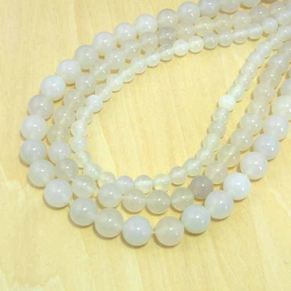 ＜透明＞ホワイトオニキス 一連 （φ8mm-10ｍｍ） 連売り 素材 パーツ 丸玉