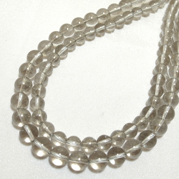 グレーオーラ水晶 一連 （φ8mm-10mm） 連売り 素材 パーツ 丸玉