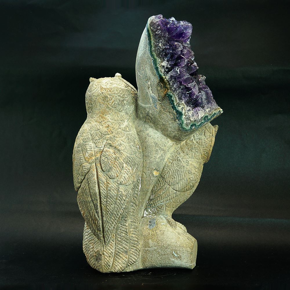 フクロウ　水晶クラスター　彫物　手彫り　天然石 フクロウ 水晶クラスター 彫物 手彫り 天然石 【公式通販】