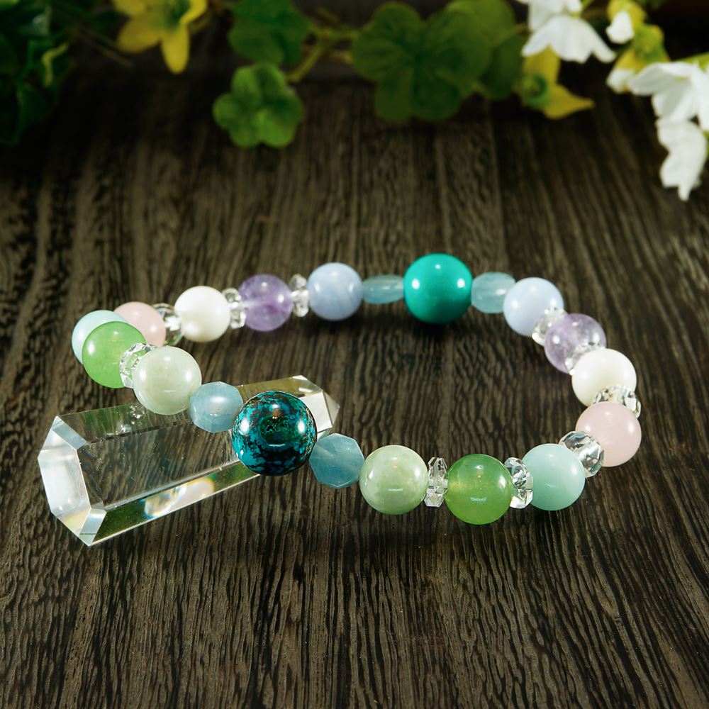 クリソコラ × アクアマリン × 翡翠 × アベンチュリン