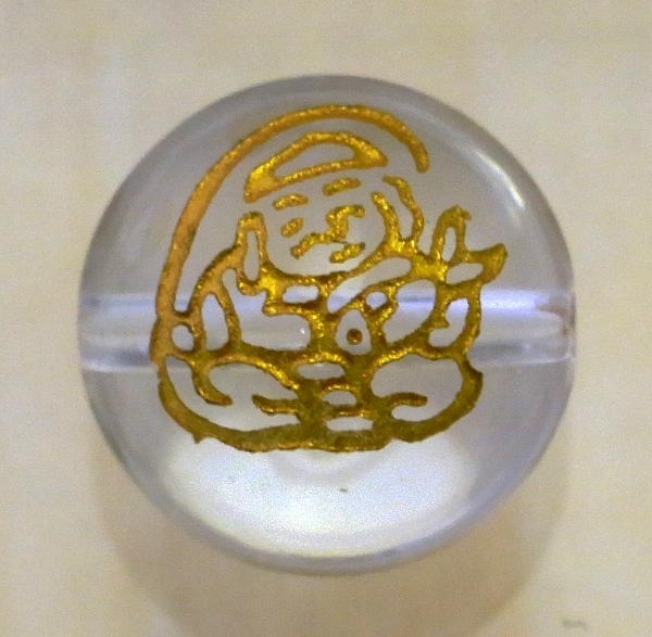 金塗り＞手彫り【七福神】（水晶） 14mm丸玉♪ 穴有り | 天然石