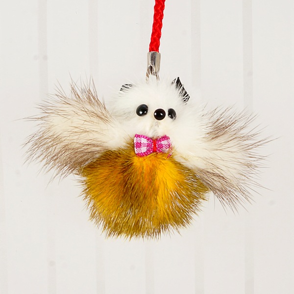 贅沢! ふわふわ ミンク ストラップ <大福熊> 色おまかせ アクセサリー 携帯電話 スマホ スマートフォン 車のキー 家のキー バッグ お財布 バッグ 鞄 リュック 小物