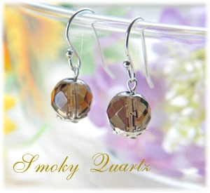 スモーキークォーツ 8mm玉（シルバー925） ピアス