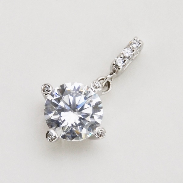 ★ダイヤモンドの輝き★ ラウンドブリリアントカット　大粒約1.5ctシンプルCZネックレス　SV925 d800650-b