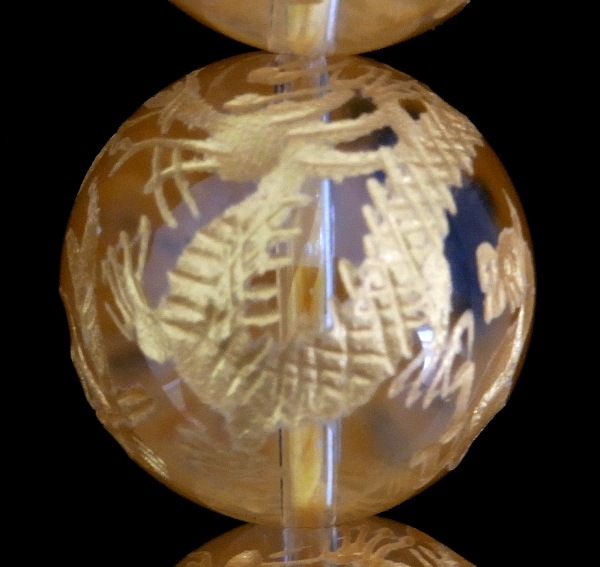 手彫り四神獣【オールインワン】水晶 一連・単珠 （金塗） 連売り 素材 パーツ 丸玉