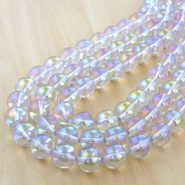 ⭐️新品⭐️❤️✨アーカンソー産✨レインボーオーラ水晶七星陣✨✨❤️016 4月誕生石 ＜虹＞レインボーオーラ水晶 一連 (φ6mm-10mm) 連売り 素材