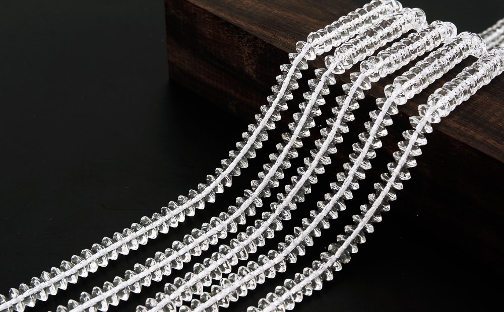 4月誕生石 平水晶 一連 連売り 素材 パーツ ボタンカット 純天然・クリスタル水晶