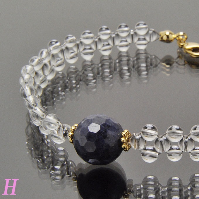 高品質天然石×小粒水晶 デザインブレスレット 腕輪 数珠 アクセサリー