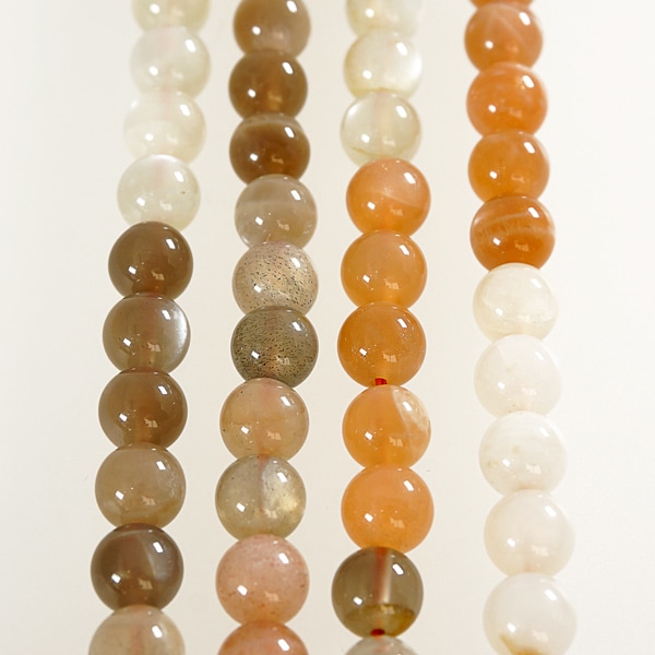スリランカ産 カラフル ムーンストーン 一連 6mm-8mm 連売り 素材 パーツ 丸玉