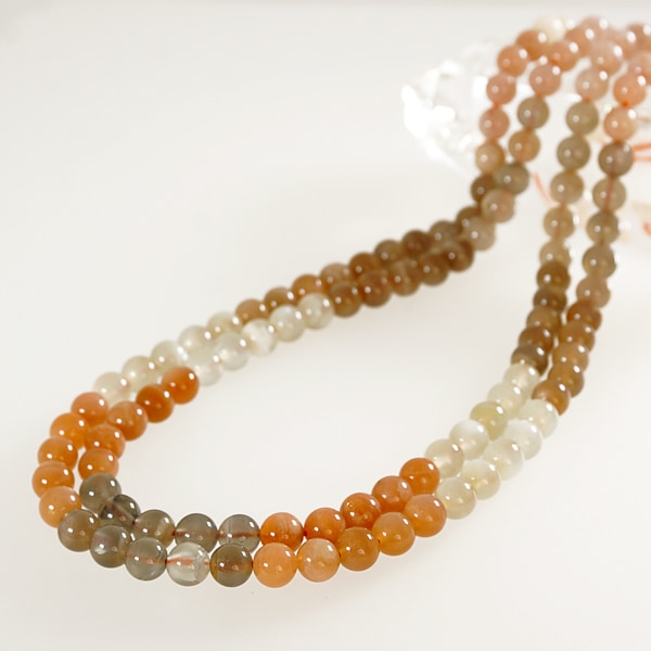 スリランカ産 カラフル ムーンストーン 一連 6mm-8mm 連売り 素材 パーツ 丸玉