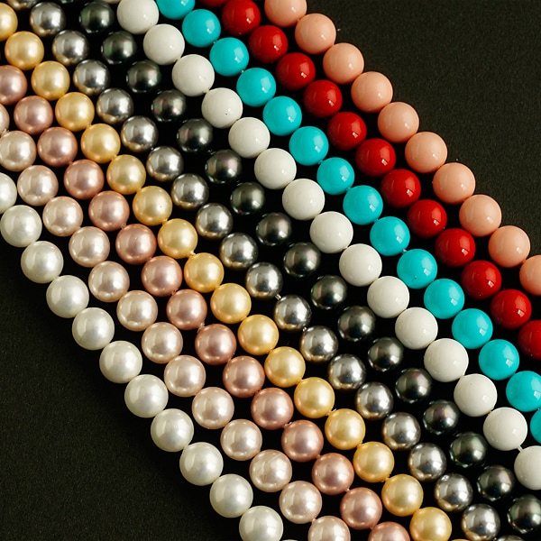 高品質 シェルパール 一連 (貝パール) φ12mm 連売り 素材 パーツ 丸玉