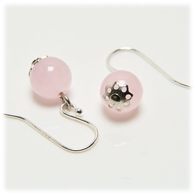 ピンクカルセドニー ピアス