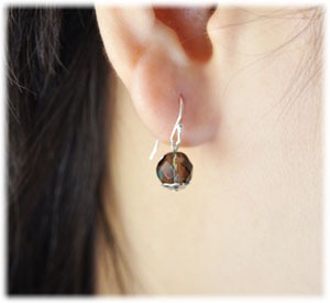 スモーキークォーツ 8mm玉（シルバー925） ピアス