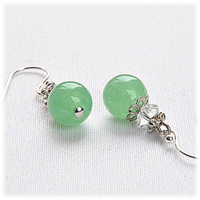 アベンチュリン×平カット水晶 シルバー925 ピアス