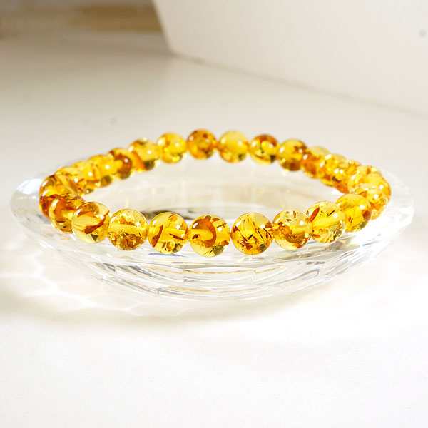 高品質アンバー(琥珀)(6.5mm)ブレスレット