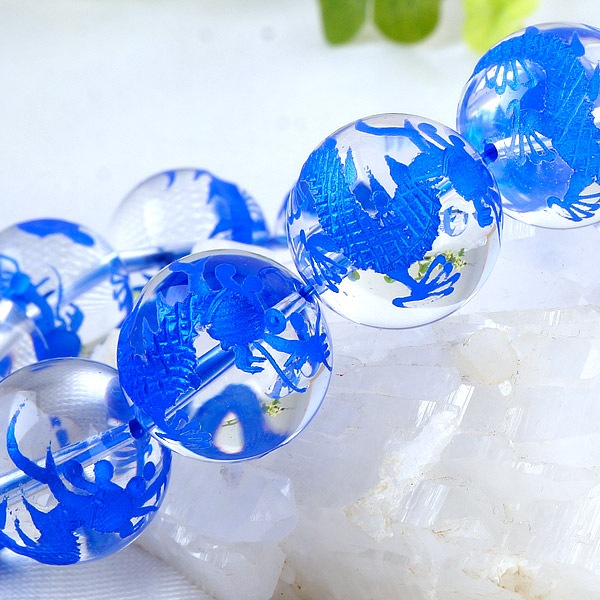 ブレスレット 青龍 18mm Amazon | [ヒーローズ] 青彫 五爪龍 水晶 18mm ホタルガラス