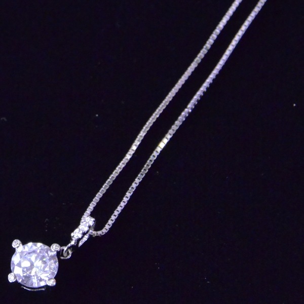 ★ダイヤモンドの輝き★ ラウンドブリリアントカット　大粒約1.5ctシンプルCZネックレス　SV925 d800650-b