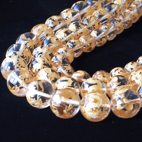 金塗手彫【双龍】水晶丸玉(φ14mm-18mm） | 天然石一覧,天然石から探す