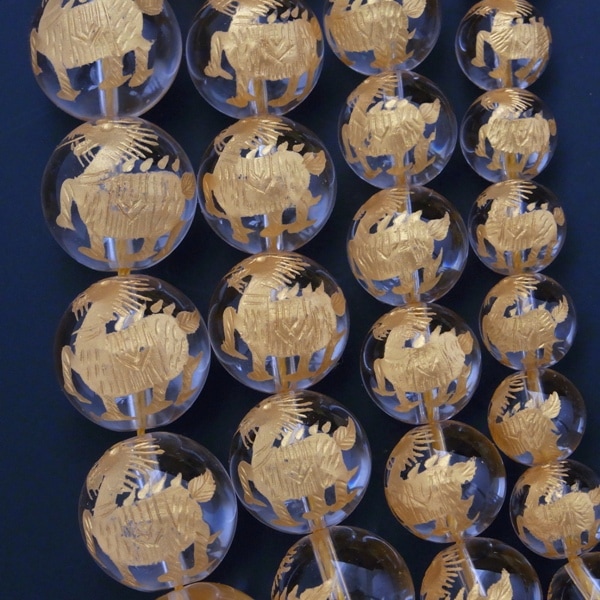 天然石 ビーズ】☆【金塗】手彫麒麟水晶【天然石 麒麟】 | 天然石一覧