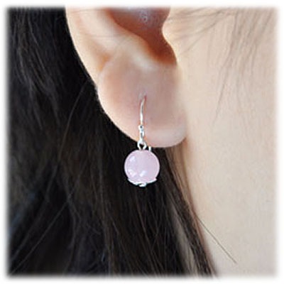 ピンクカルセドニー ピアス