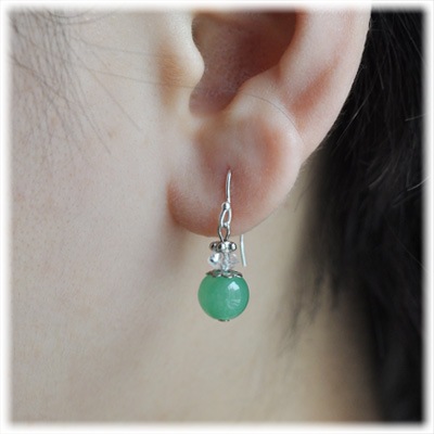 アベンチュリン×平カット水晶 シルバー925 ピアス