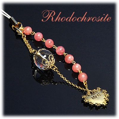 インカローズ × 水晶 ストラップ パワーストーン 天然石 アクセサリー