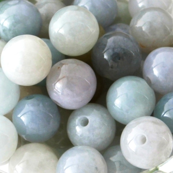 5月の誕生石☆本翡翠（ヒスイ）☆丸玉φ12mm＜穴あり＞☆粒売り